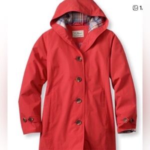 L.L. Bean Women’s Outdoors McIntosh Red Hooded Plaid Lined Button Down Jacket